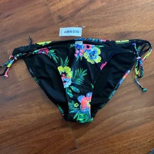 Women’s Black/Floral Swim Bottoms - Size L, NWT